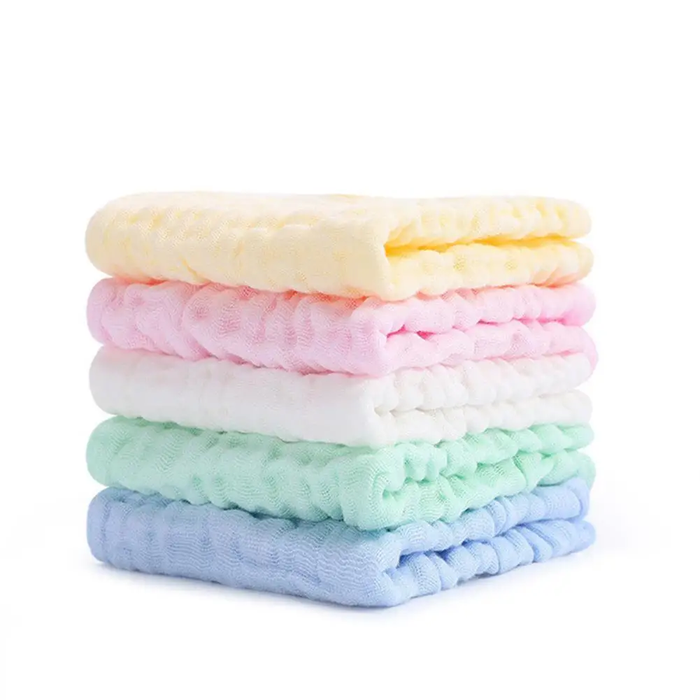  Kidlove 5PCS 6-layer Pleated Cloth Square Baby Handkerchief Face Towel for Shower 25*25CM