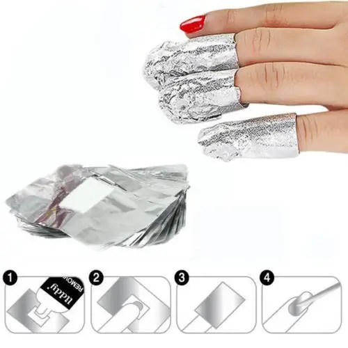 Por Remover Nail Foil Wraps 100pcs Aluminium Foil Remover Wraps With Acetone Nail Art Soak Off Acrylic Gel Polish Removal
