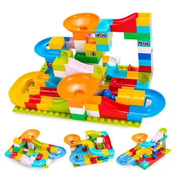 

52/208PCS Marble Race Run Maze Ball Track Building Blocks ABS Funnel Slide Assemble Bricks Duplo Blocks