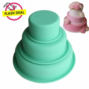 

TTLIFE 3 pcs Baking Mold Three Sizes Cake Pan Mold Silicone Round Shape Pan Cake Mold Silicone Cake Chocolate Tray Baking Tools