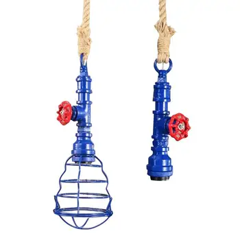 

2pcs Creative Iron Tube Rope Pendant Lamp Industrial Style Ceiling Pipe Light For Bar Cafe Restaurant (Blue, Without Bulb)