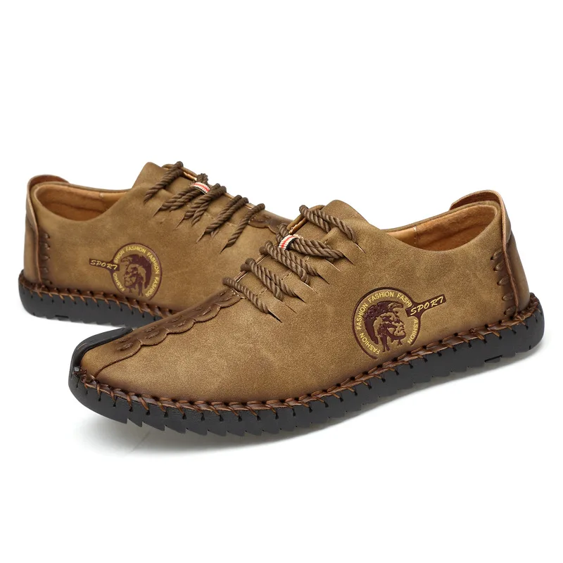 

LISM men's shoes new classic large hand-made wild British men's casual shoes fashion leather stitching non-slip