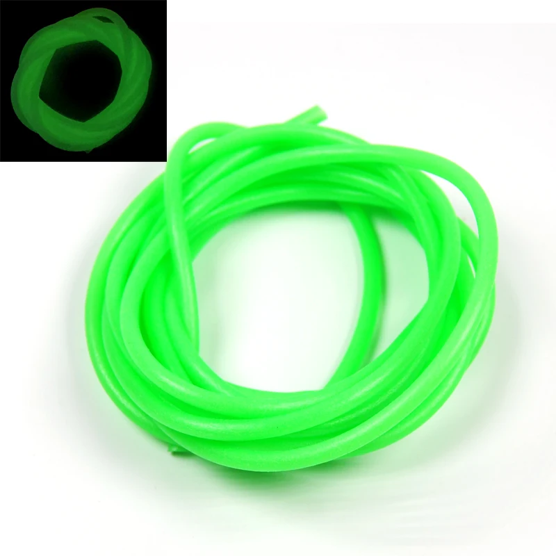 

Bimoo 2m/bag 3mm Soft Luminous Tube Green Dark Glow Tubing Elastic Silicone Soft Rubber Material Saltwater Rigging Material