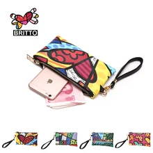 BRITTO 2016 Hot Sale PU Coin Purse For Iphone 7S Plus & Credit Card Casual Colored Clutch Zipper Coin Pocket Graffiti Phone case
