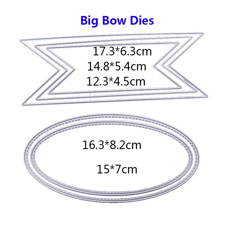 Большой галстук-бабочка Овальный полигональный металлический режущий штамп многослойный трафарет для скрапбукинга - Цвет: Big Bow diesD