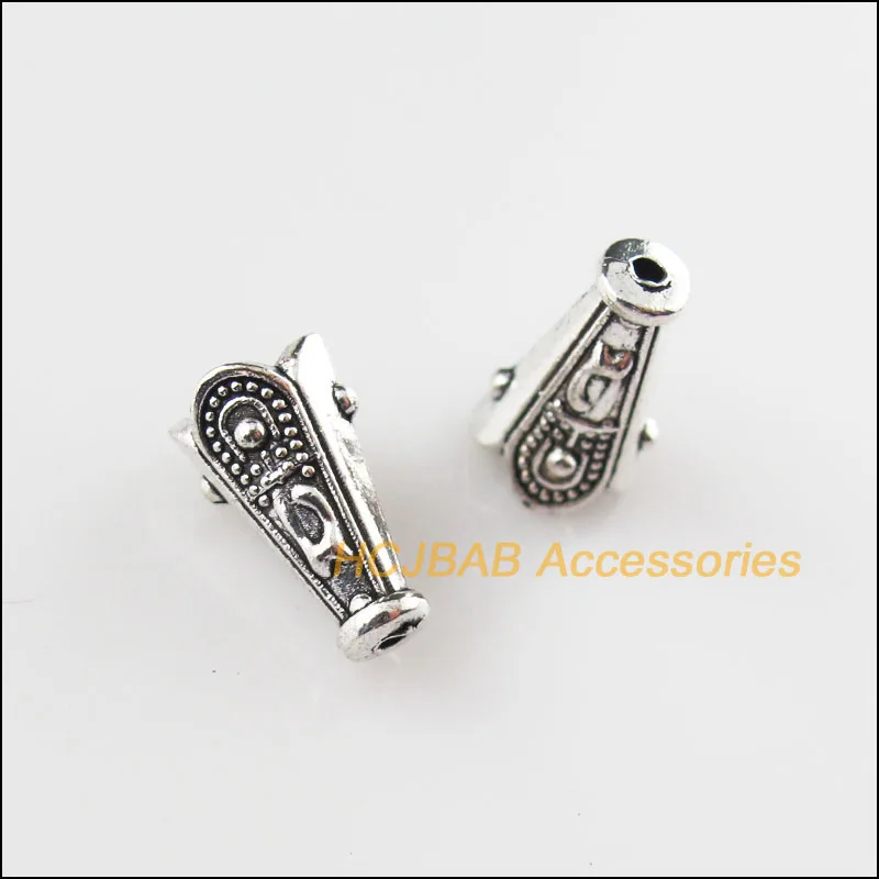 12Pcs Tibetan Silver Flower Charms European Bail Beads Fit Bracelet 10.5x19.5mm