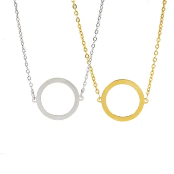 

Fnixtar Mirror Polish Stainless Steel Round Circle Necklace Fashion Minimalist Geometric Karma Pendant Necklace 10Piece/lot