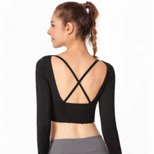 Женская футболка для йоги с перекрещивающимся ремнем, сексуальный для спортзала, спортивная рубашка, облегающая, обрезанная, однотонная, с длинным рукавом, дизайн, рубашки для йоги