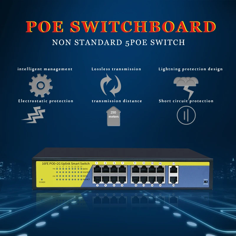 Коммутатор POE с 16 портами питание к ip-камере беспроводной ap 16-портовый коммутатор