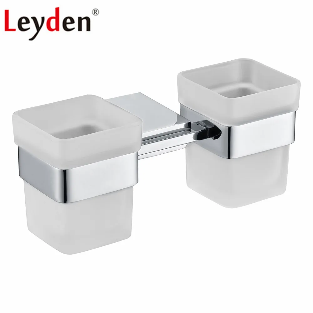 Stainless Steel 304 Bathroom Toothbrush Holder Two Cups Tumbler Brushed Nickel