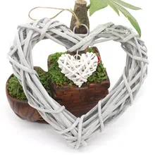 Плетеный ротанговый висячий венок в форме сердца свадебные принадлежности вечерние украшения для дома