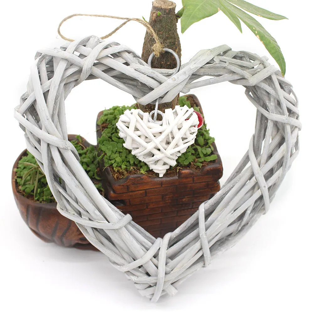 

Wicker Rattan Hanging Heart Wreath Wedding Supplies Home Decoration Party