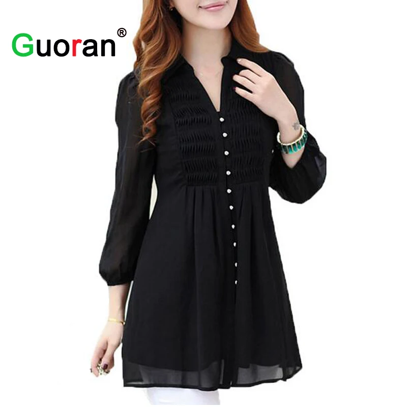 

6XL Plus Size 2016 Spring Summer Women Casual Long Chiffon Blouses Loose Shirt Tops Ropa Mujer Camisas Blusas Femininas WCX622