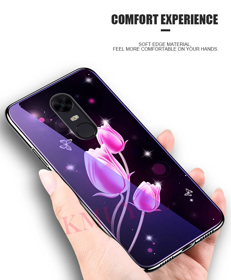 Для Xiao mi Red mi Note 6 5 Pro 4X4 mi 8 SE 6 6X 5X A1 A2 Lite стеклянный чехол для телефона Red mi 5 Plus 5A 6A S2 покрытие синий светильник