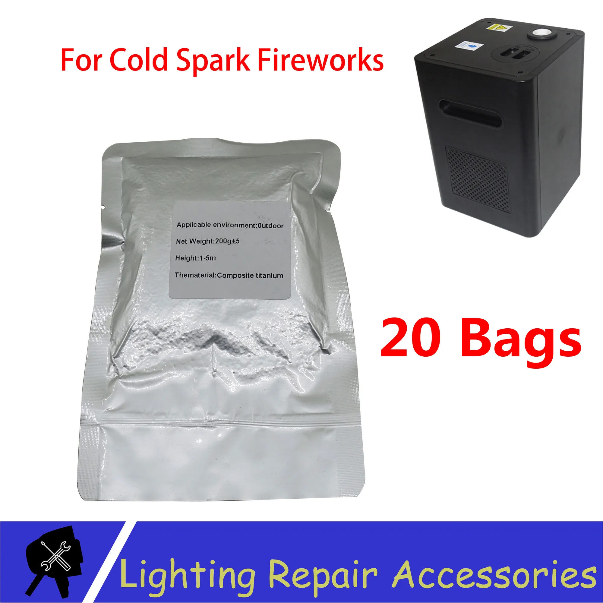 20 Bags/lots TI Powder 200g/bag Outdoor Cold Spark Sparkler Metal Titanium For Cold Flame Stage effect Firework Machine Powder