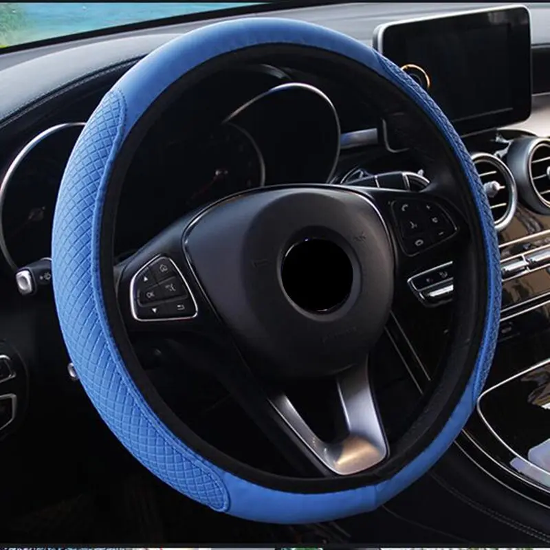 

8 Colors Anti-Slip Automotive PU Leather Universal Car Steering-wheel Cover 38CM Car-styling Sport Auto Steering Wheel Covers
