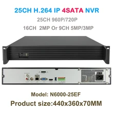 Network Video Recorder 25ch 960P or 16ch 2mp or 9ch 5MP IP Camera CCTVNVR Security 4SATA Support Onvif/P2P With HDMI VGA Output