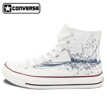 2016 High Top Converse All Star Water Drop Original Design Hand Painted White Canvas Sneakers Birthday Gifts