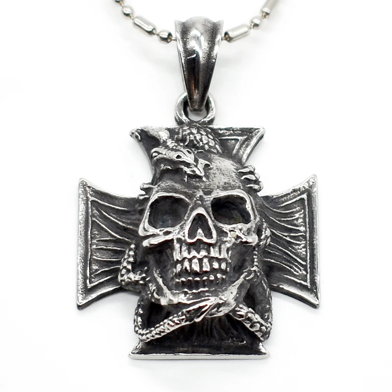 

AMUMIU Skull Cross Skeleton Women Men Stainless Steel Pendant Necklace Wholesale Gifts Drop Shipping HP277
