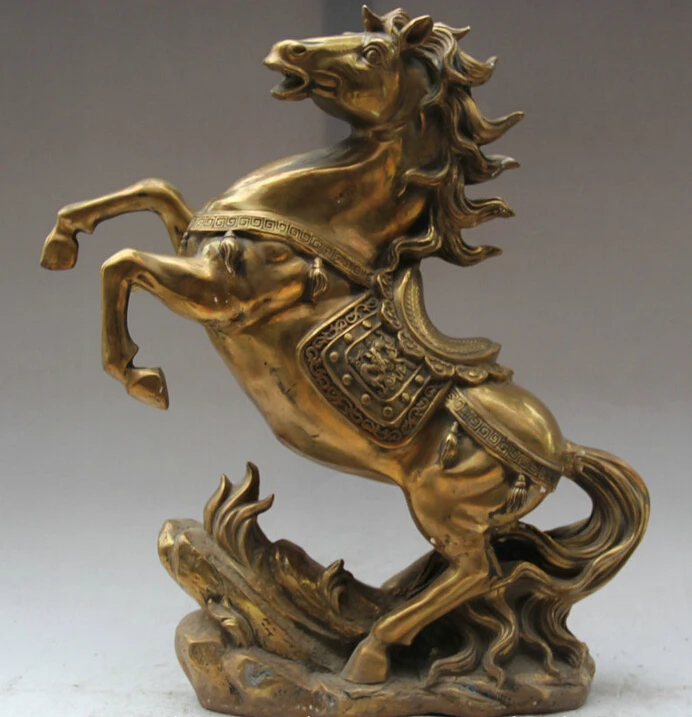 

Collectible bronze S1948 18" Chinese Brass Animal War Success Run Zodiac Year Horse Statue Sculpture B0403