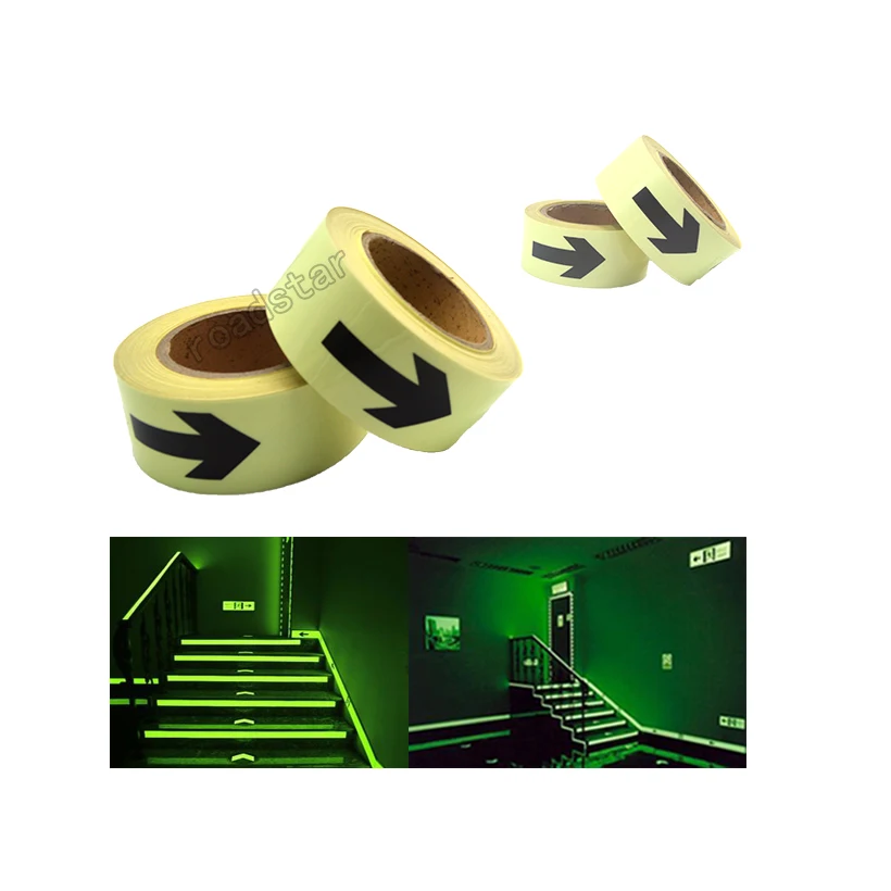 

5CM X 5M Hot sell 5cm width glow in the dark tape lasting 4 hours Luminous film for safety