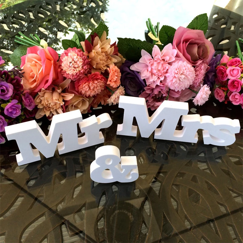 

3 pcs/set Wedding decoration Mr & Mrs Romantic Mariage Decor White Letters Birthday Party Decorations for home decoracion boda