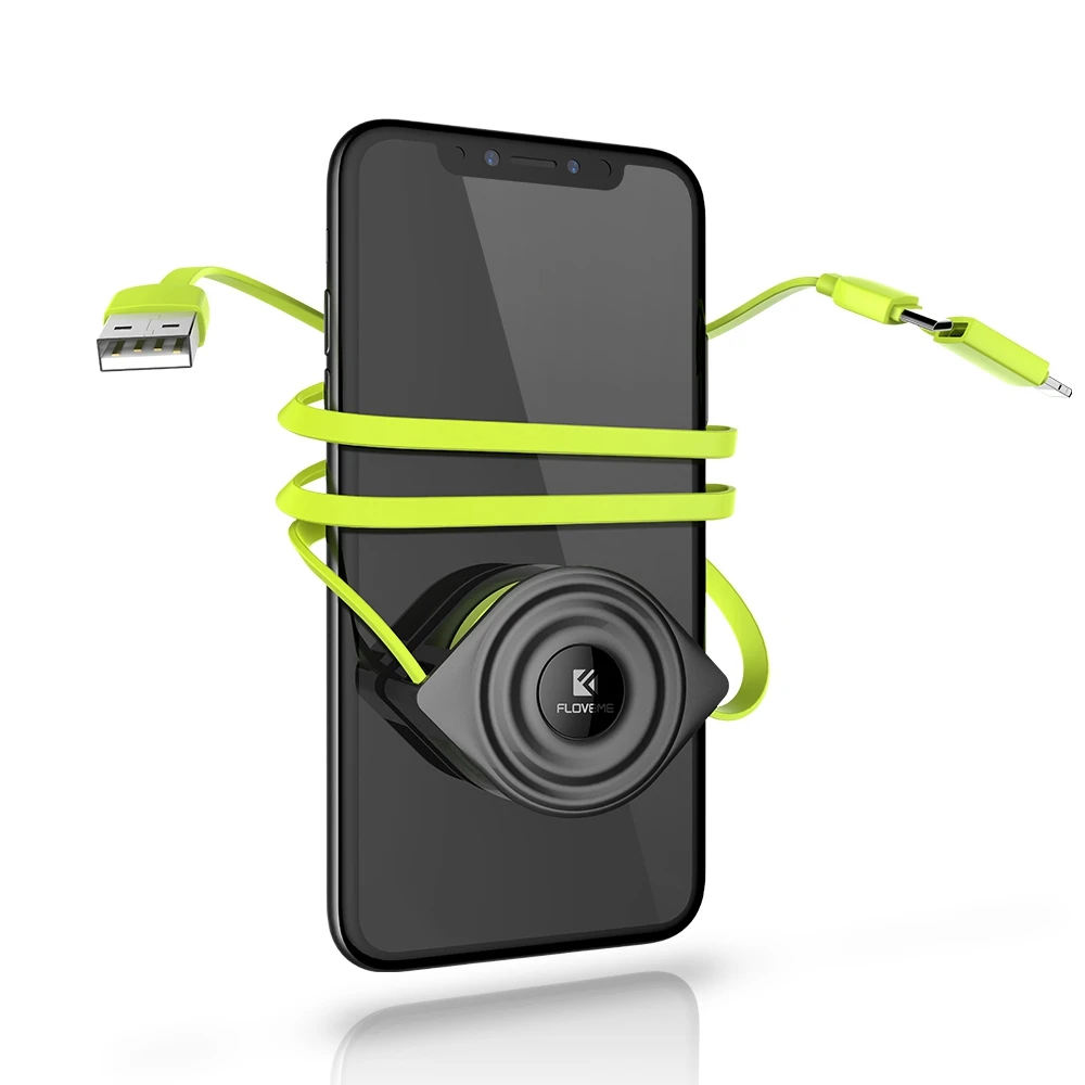 FLOVEME كابل يو اس بي 2 في 1 قابل للسحب الهاتف المحمول كابل المصغّر usb كابل ل فون X 8 7 زائد 6 لسامسونج كابل