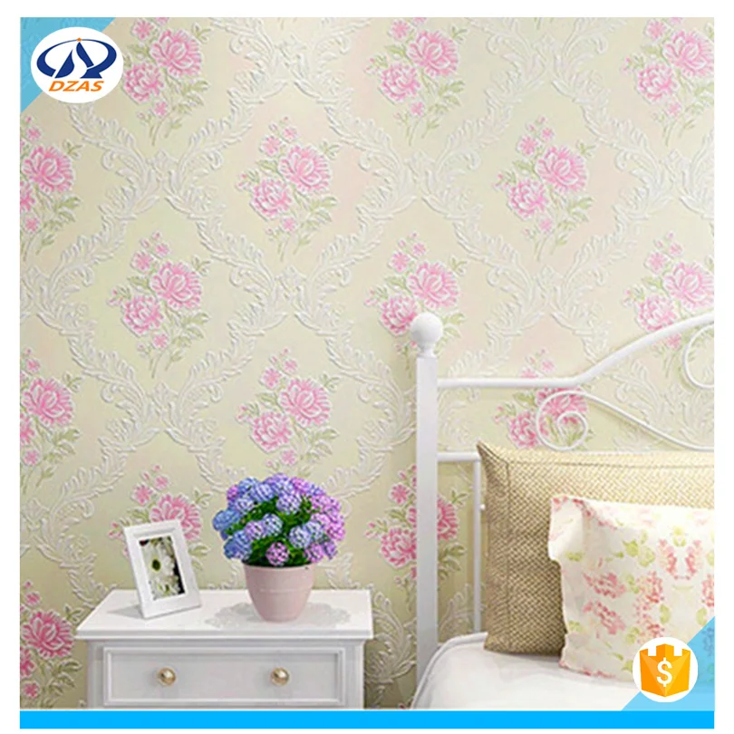 Bedroom living room TV background wallpaper green wild garden flower non-woven wallpaper10