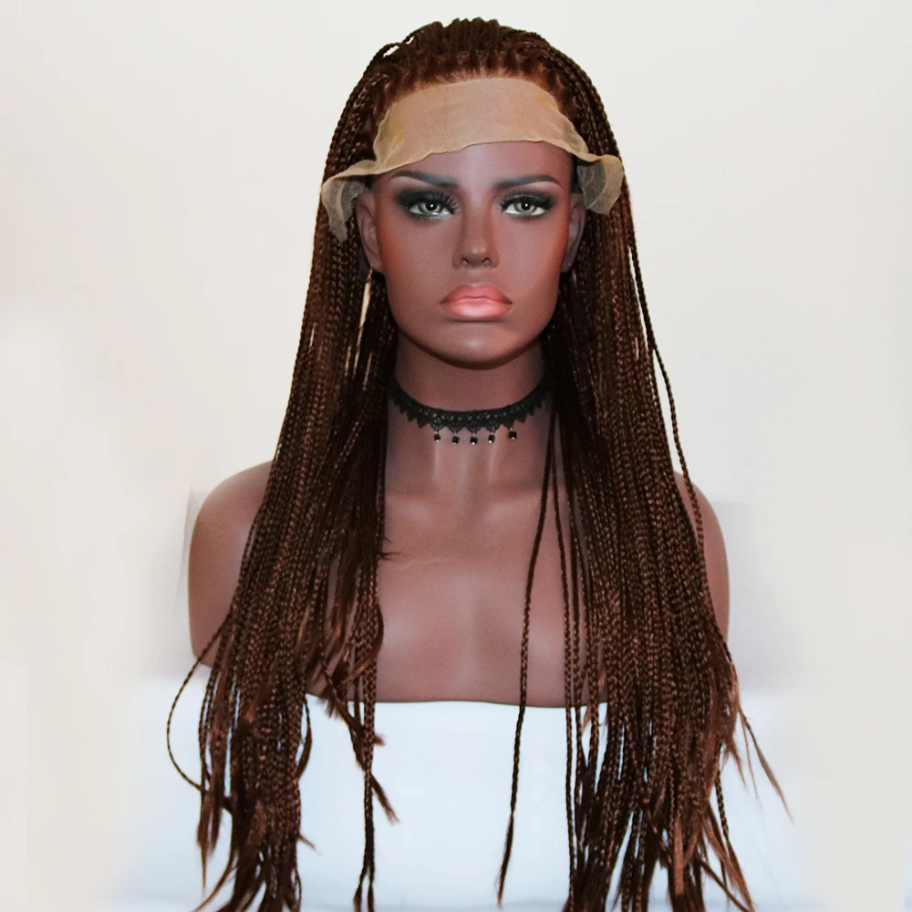 

Fantasy Beauty Long Brown Braided Wigs High Temperature Fiber Wig Crochet Braids Synthetic Lace Front Wig for African Women