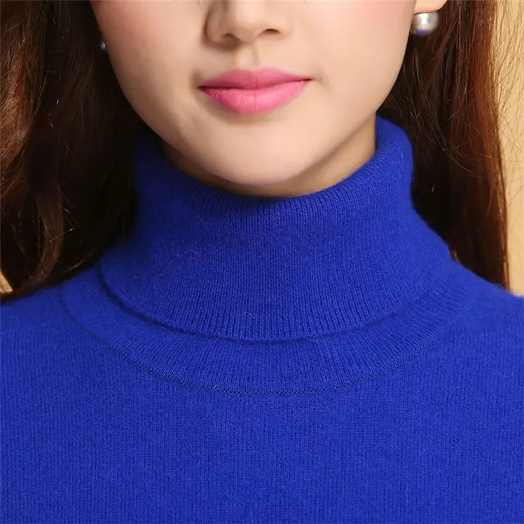

2019 autumn winter cashmere sweater female pullover high collar turtleneck sweater women solid color lady basic sweater