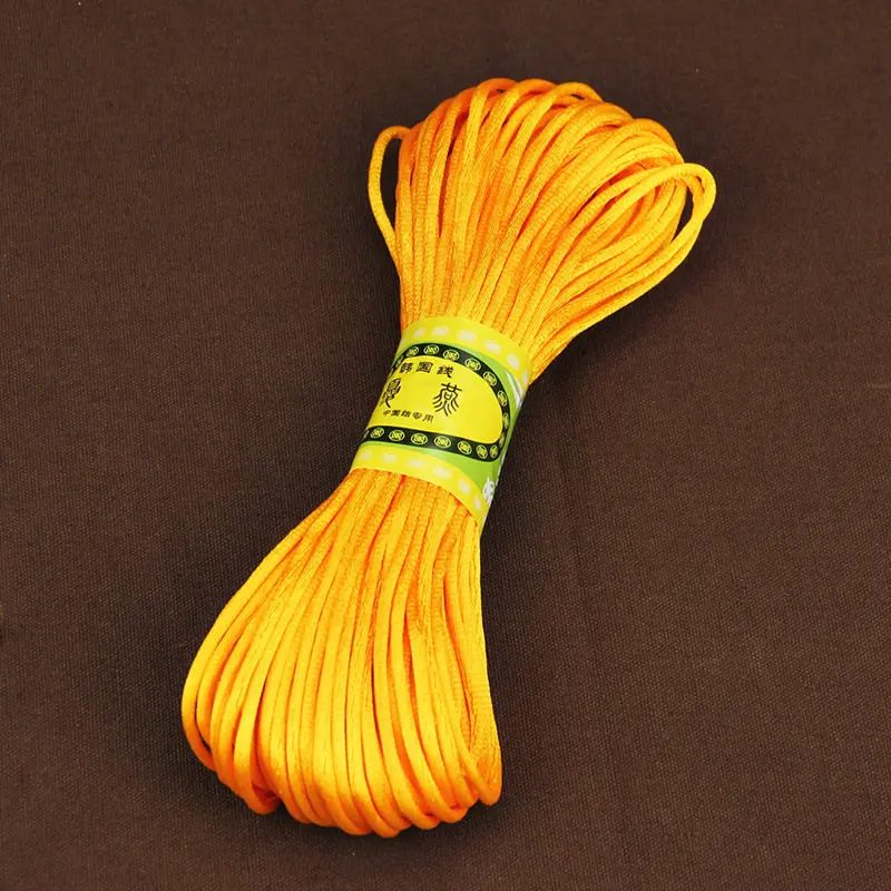 COMEOWN 20 ярдов 2 мм Мягкая атласная трещотка шелковый шнур макраме многоцветный китайский узел нейлоновая нить для DIY аксессуар для изготовления ювелирных изделий - Цвет: Gold Yellow