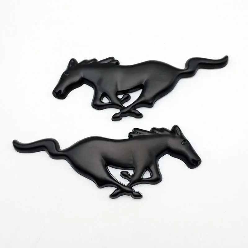 Car Styling Black Running Horse Sticker Chrome Metal Emblem Badge for