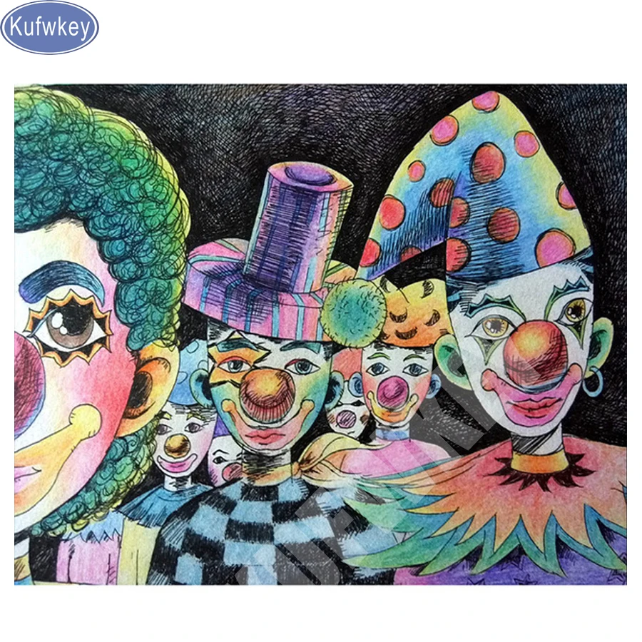 

Full square diamond 5d Diy Diamond Painting cartoon cute clown icon Cross Stitch Diamond Mosaic Handmade Diamond Embroidery slae