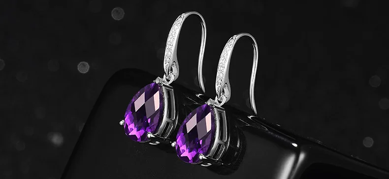 Ociki серебряный цвет CZ фиолетовый кристалл кулон серьги крюк для женщин серьги для девочек ювелирные изделия капля подарок Прямая