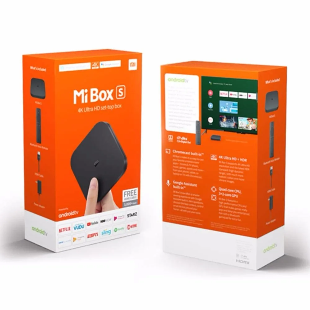 ТВ приставка Xiaomi Mi TV Box S глобальная версия 4K HDR Android HD 2G 8G WIFI Google Cast Netflix