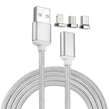 Nylon Braided 3 in 1 USB Charging Cable Magnetic Adapter Micro USB Type-C Head Charger For iPhone Android and USB 3.1 Type C