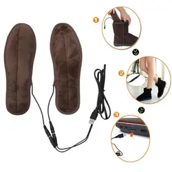USB стелька с подогревом мягкая и теплая Женская и мужская обувь меховые накладки для ног 1 пара зимняя обувь сапоги пух с подогревом обувь
