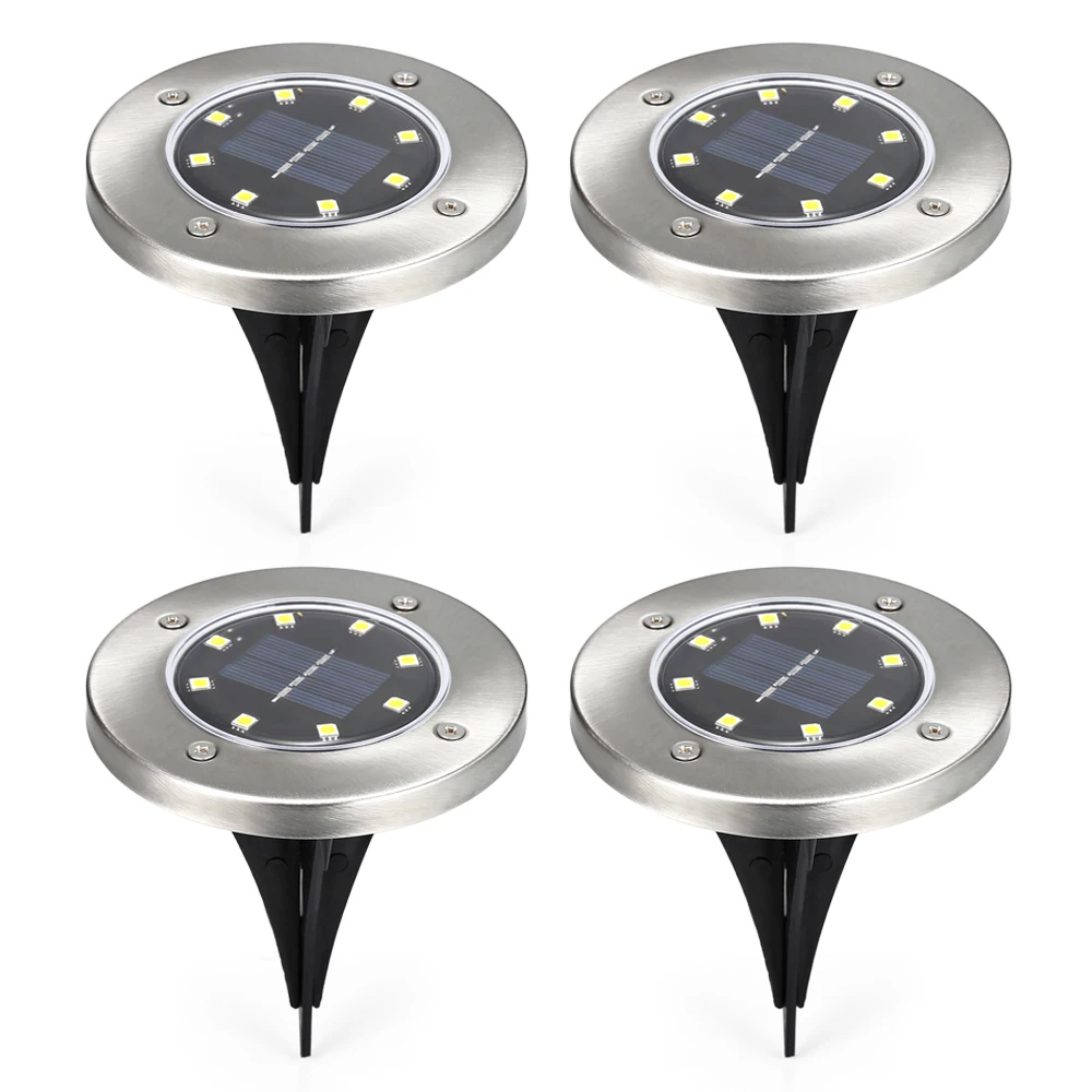 

4PCS 8 LEDs Underground Lamp Solar Powered IP65 Waterproof Ground Lamp Path Way Garden Lawn Yard Outdoor Lighting Solar Light