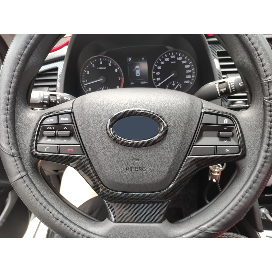 Цветная оправа рулевого колеса из углеродного волокна для hyundai Elantra Accent Solaris