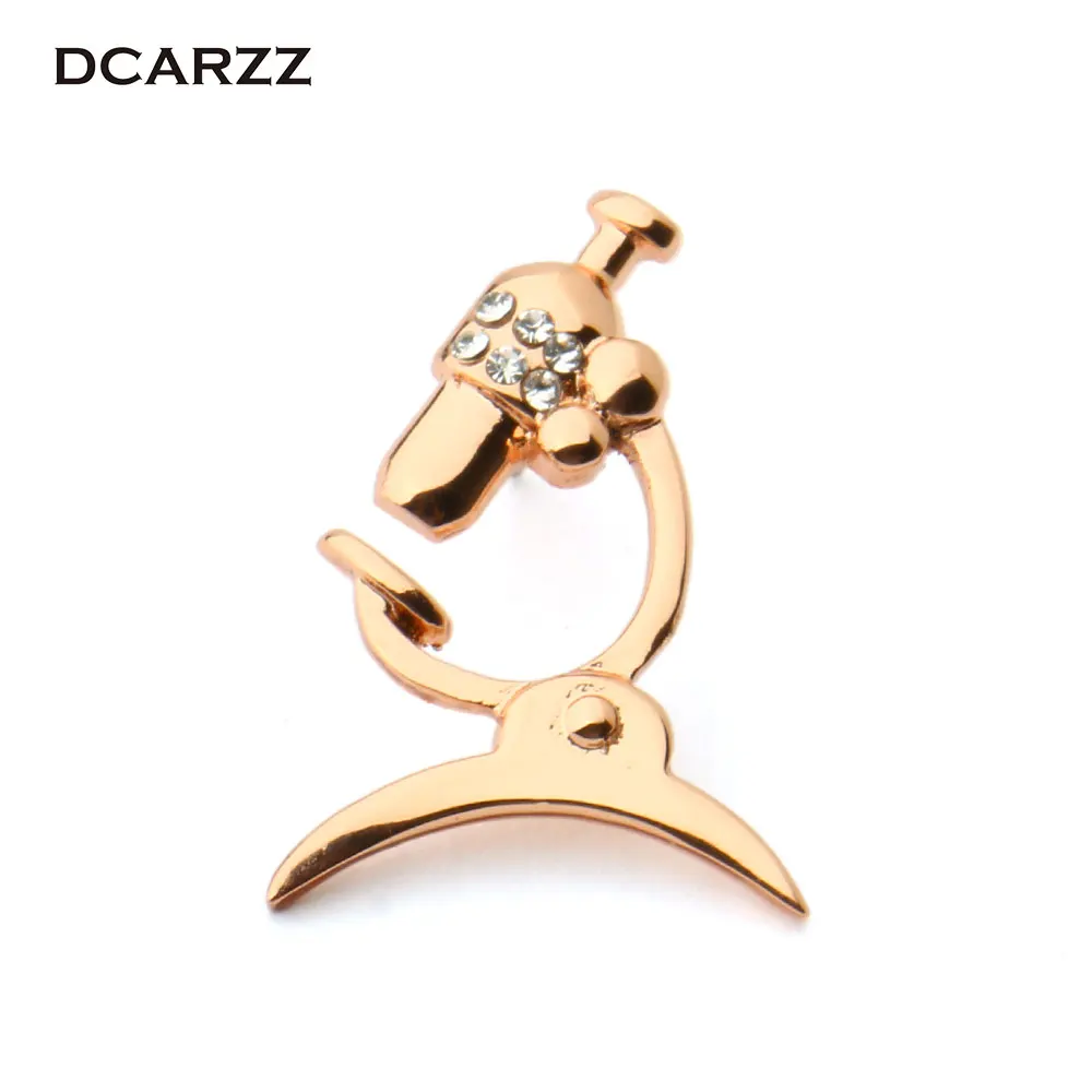 DCARZZ, 3 цвета, броши на булавке для микроскопа, розовое золото, серебро, булавка для доктора медсестры, ювелирные изделия с кристаллами, броши для женщин