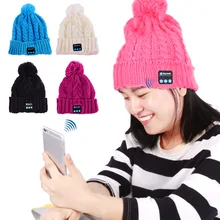 Мягкая Теплая Шапка-бини беспроводные, с функцией Bluetooth шапки наушники с микрофоном