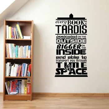 

Doctor Who Inspired Quote Vinyl Wall Sticker -"Every Book Is A Tardis" Positive Saying For Study Room Decoration