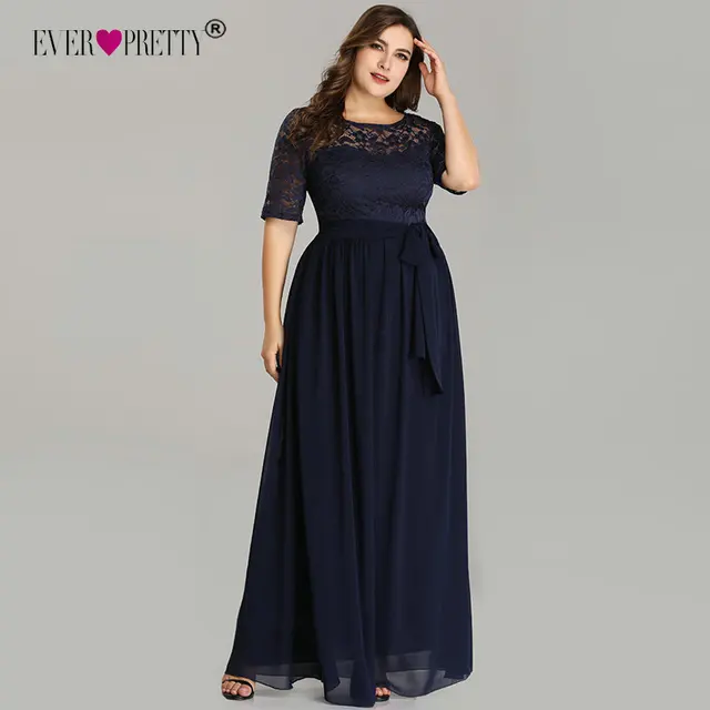 Aliexpress.com : Buy Plus Size Navy Blue Evening Dresses Elegant Long A ...