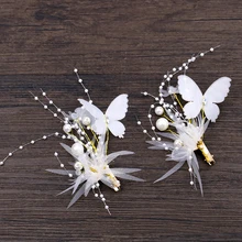 Модные жемчужные свадебные аксессуары для волос бабочки пряжа Заколки для женщин невесты вечерние украшения для волос ручной работы