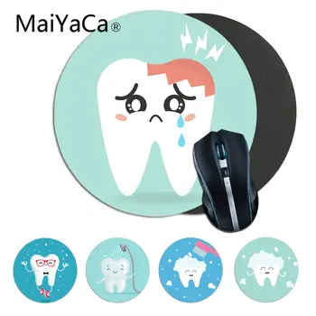 

Maiyaca cartoon Cute white teeth Office Mice Gamer Soft Round Mouse Pad gaming Mouse pad Rug For Laptop Notebook gamer desk pad