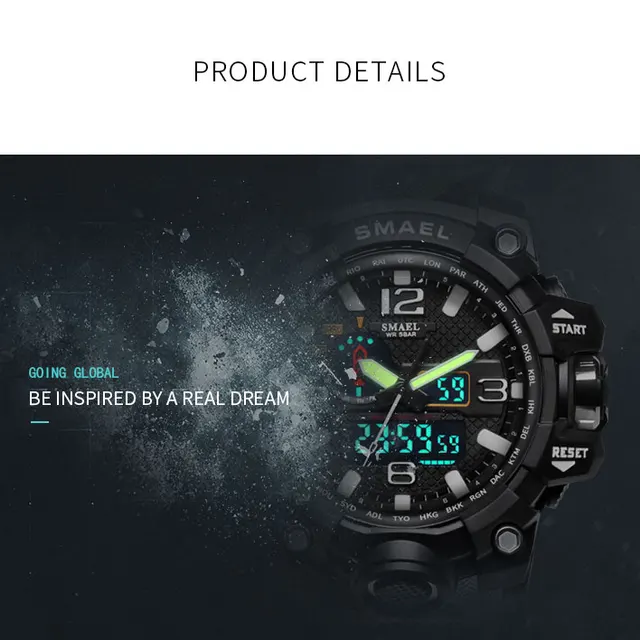 SMAEL Marka Fashion Watch mężczyźni wodoodporny Sport Military Zegarki 1545 mężczyźni luksusowy zegarek analogowy kwarcowy podwójny wyświetlacz zegarek tanie i dobre opinie Quartz Wristwatches Complete Calendar Shock Resistant Rattrapante Stop Watch LED display Auto Date Water Resistant Back Light Chronograph Multiple Time Zone Alarm Perpetual Calendar SMAEL Marka Fashion Watch mężczyźni wodoodporny Sport Military Zegarki 1545 mężczyźni luksusowy zegarek analogowy kwarcowy podwójny wyświetlacz zegarek tanie i dobre opinie Quartz Wristwatches Complete Calendar Shock Resistant Rattrapante Stop Watch LED display Auto Date Water Resistant Back Light Chronograph Multiple Time Zone Alarm Perpetual Calendar