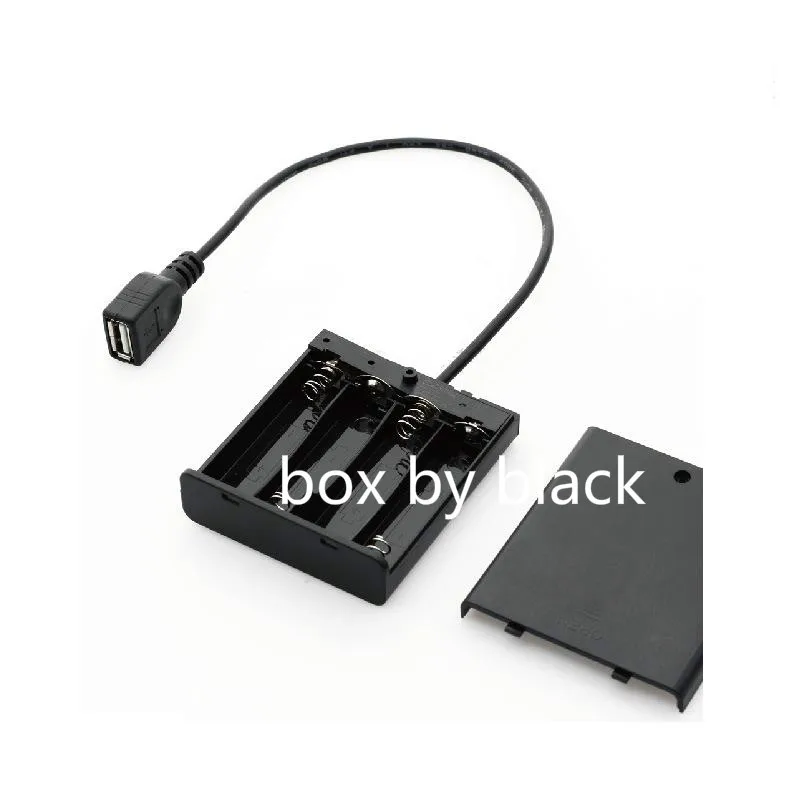 100pcs/lot 4 Aa Battery Box Holder Case With Usb Female Cable 4aa 6v