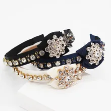 Барокко белый горный хрусталь лук украшение в виде цветка резинки для волос Женская Девушка аксессуары для волос 964