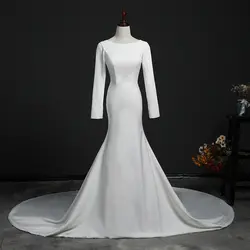 Vestido De Novia мусульманское свадебное платье со шлейфом 2019 пуговицы без спинки с длинным рукавом свадебные платья Robe de Brave свадебные платья