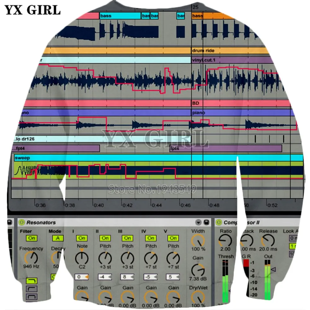 YX девушка Прямая Новая мода длинный рукав толстовка Ableton Live disco 3d печать мужская повседневная o-образным вырезом пуловер